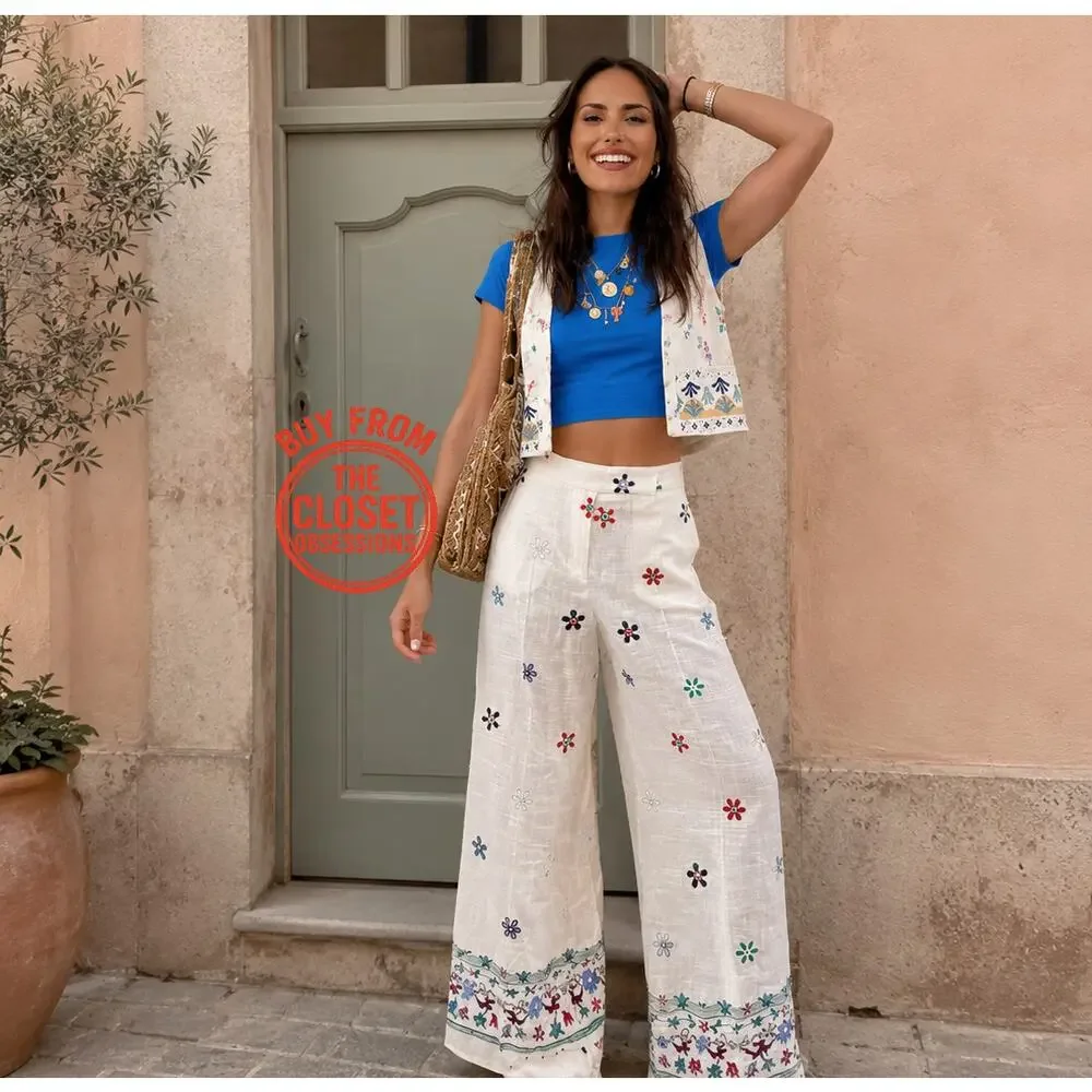 ZARA Co-Ord Set Sleeveless Vest Wide Leg Pants NWT Rare